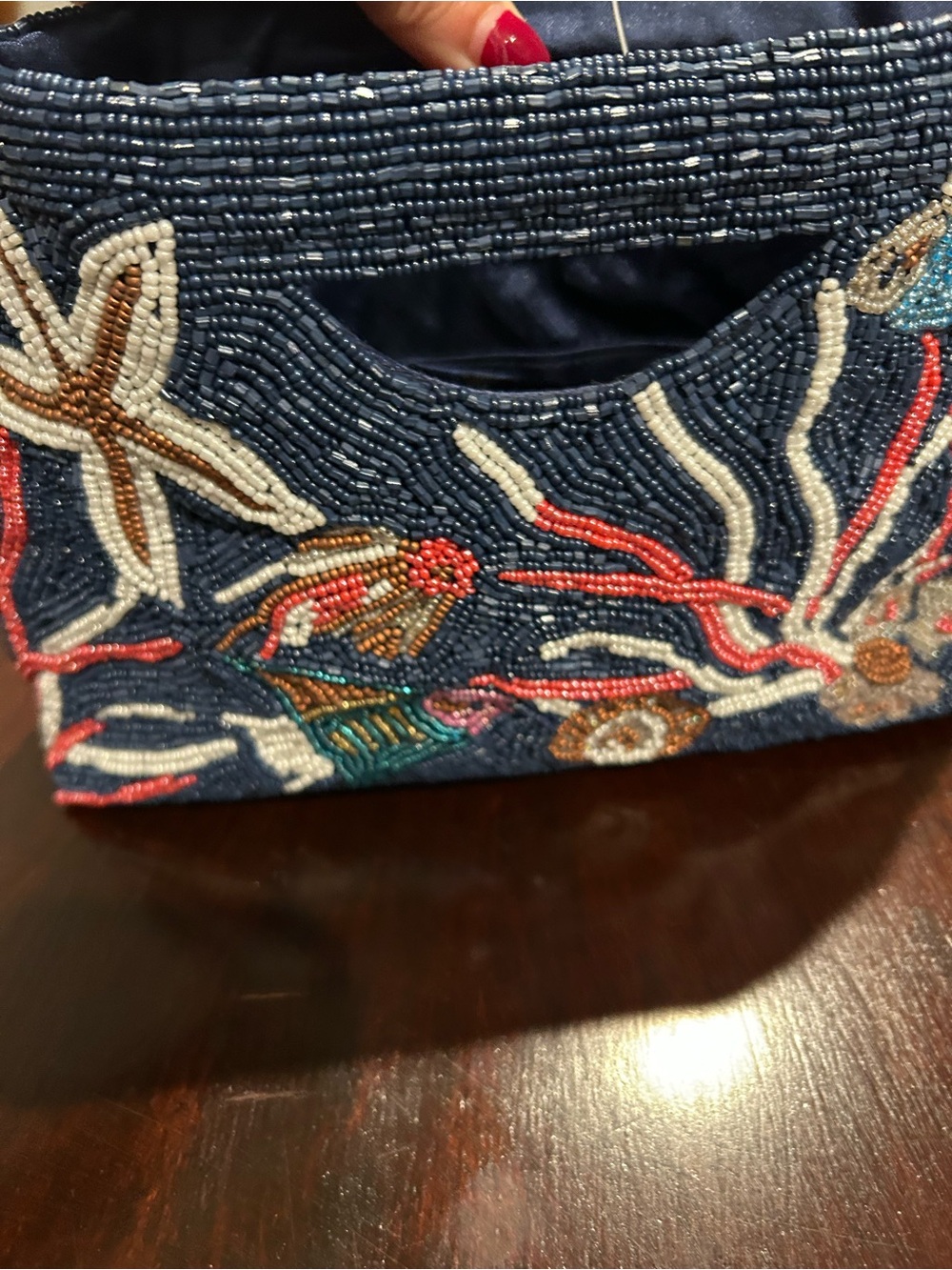 Tiana Blue Beaded Evening Bag  ocean themed